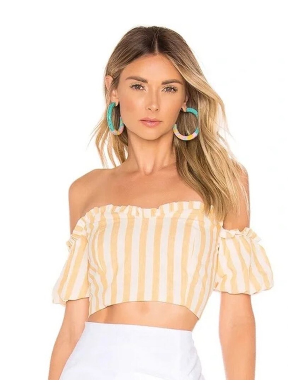 NWT superdown Off Shoulder Stripe Crop Top Small